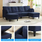 Canapé d'angle modulable convertible Mjkone, canapé 4 places en tissu confortable avec poufs amovibles
