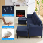 Canapé d'angle modulable convertible Mjkone, canapé 4 places en tissu confortable avec poufs amovibles