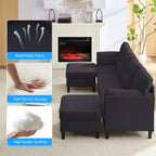 Canapé d'angle modulable convertible Mjkone, canapé 4 places en tissu confortable avec poufs amovibles