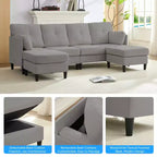 Canapé d'angle modulable convertible Mjkone, canapé 4 places en tissu confortable avec poufs amovibles
