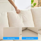 Canapé d'angle modulable convertible Mjkone, canapé 4 places en tissu confortable avec poufs amovibles