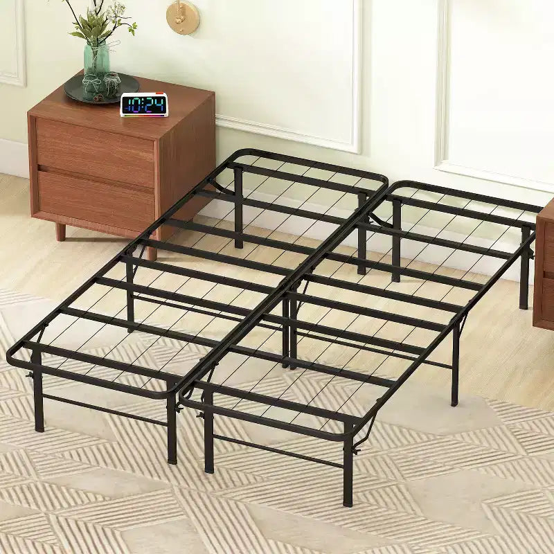 Cadre de lit BestMassage 14 pouces – Cadre de lit plateforme haut en métal (Noir)