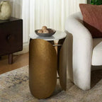 Table d'appoint ronde Shiara - FOX5531A - Blanc/Laiton vieilli - Safavieh Couture