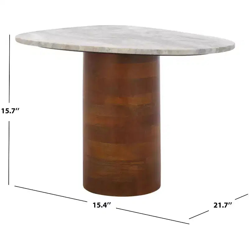 Table d'appoint Mono Medium Marble - ACC2907A - Marbre blanc cassé/Noyer - Safavieh