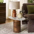 Table d'appoint Mono Medium Marble - ACC2907A - Marbre blanc cassé/Noyer - Safavieh