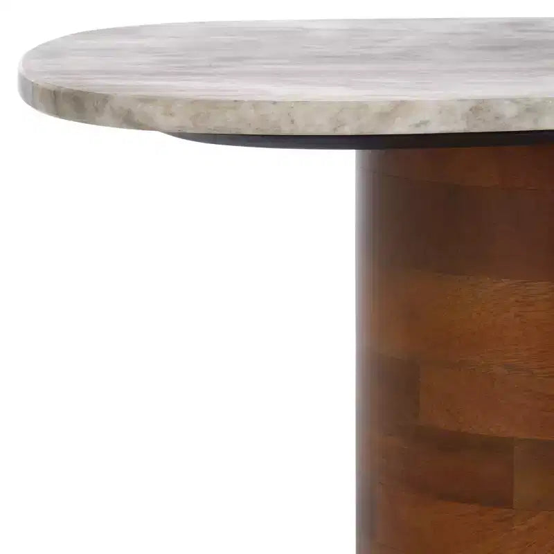 Table d'appoint Mono Medium Marble - ACC2907A - Marbre blanc cassé/Noyer - Safavieh