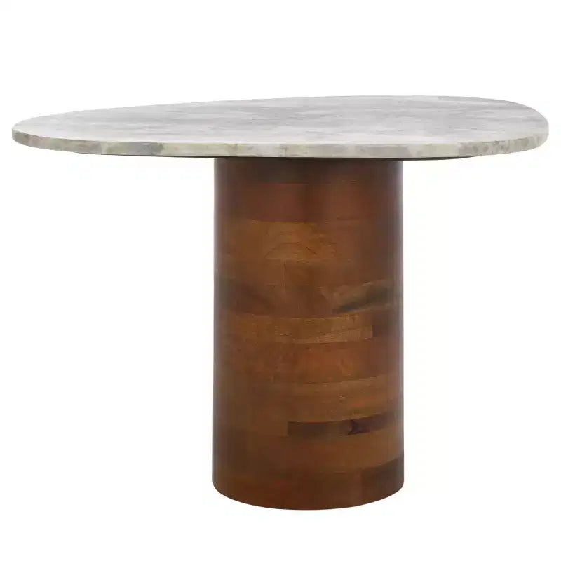 Table d'appoint Mono Medium Marble - ACC2907A - Marbre blanc cassé/Noyer - Safavieh