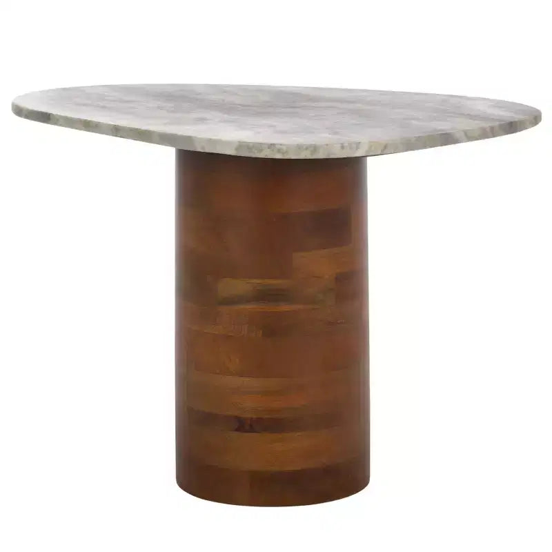 Table d'appoint Mono Medium Marble - ACC2907A - Marbre blanc cassé/Noyer - Safavieh