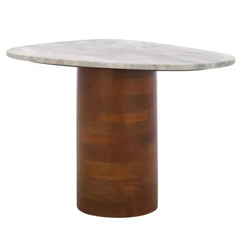 Table d'appoint Mono Medium Marble - ACC2907A - Marbre blanc cassé/Noyer - Safavieh