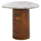 Table d'appoint Mono Medium Marble - ACC2907A - Marbre blanc cassé/Noyer - Safavieh