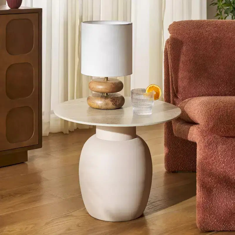 Table d'appoint en céramique Kielh - ACC2903A - Céramique beige/beige - Safavieh