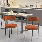 Lot de 2 chaises de salle à manger Okak Boucle, dossier incurvé de style Mid-Century et assise ronde rembourrée, chaises de cuisine confortables pour salon moderne et appartement