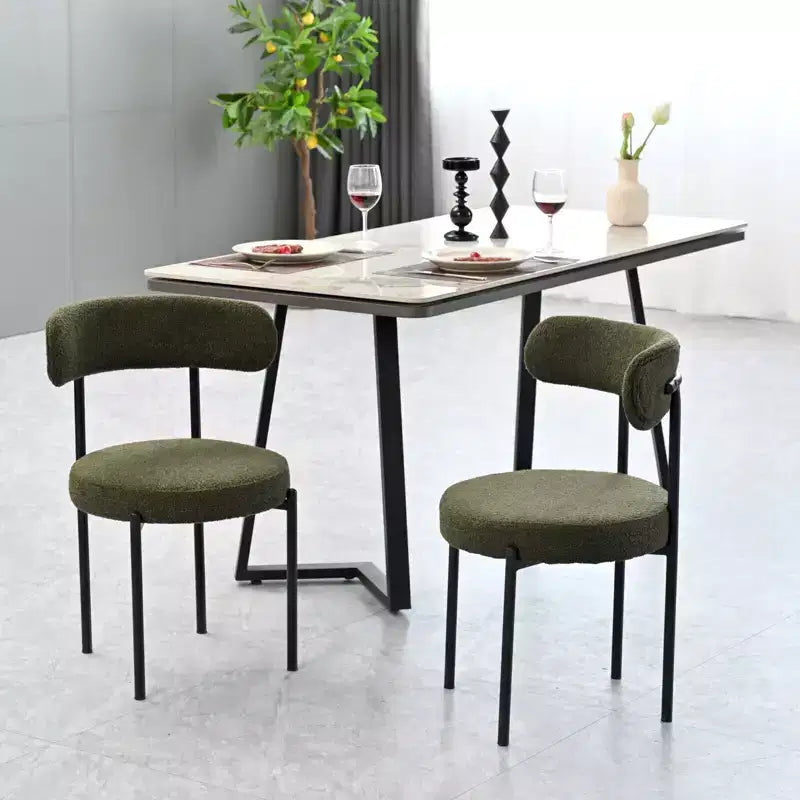 Lot de 2 chaises de salle à manger Okak Boucle, dossier incurvé de style Mid-Century et assise ronde rembourrée, chaises de cuisine confortables pour salon moderne et appartement