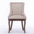 Okak Lot de 2 chaises de salle à manger rétro, chaises confortables en tissu avec coussins épais, chaises d'appoint de cuisine avec pieds en bois massif et clous décoratifs en bronze.