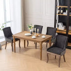 Okak Lot de 2 chaises de salle à manger rétro, chaises confortables en tissu avec coussins épais, chaises d'appoint de cuisine avec pieds en bois massif et clous décoratifs en bronze.