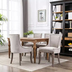 Okak Lot de 2 chaises de salle à manger rétro, chaises confortables en tissu avec coussins épais, chaises d'appoint de cuisine avec pieds en bois massif et clous décoratifs en bronze.