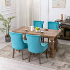 Okak Lot de 2 chaises de salle à manger rétro, chaises confortables en tissu avec coussins épais, chaises d'appoint de cuisine avec pieds en bois massif et clous décoratifs en bronze.