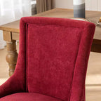Okak Lot de 2 chaises de salle à manger rétro, chaises confortables en tissu avec coussins épais, chaises d'appoint de cuisine avec pieds en bois massif et clous décoratifs en bronze.