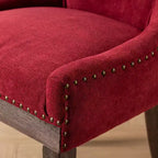Okak Lot de 2 chaises de salle à manger rétro, chaises confortables en tissu avec coussins épais, chaises d'appoint de cuisine avec pieds en bois massif et clous décoratifs en bronze.