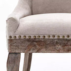 Okak Lot de 2 chaises de salle à manger rétro, chaises confortables en tissu avec coussins épais, chaises d'appoint de cuisine avec pieds en bois massif et clous décoratifs en bronze.