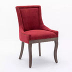 Okak Lot de 2 chaises de salle à manger rétro, chaises confortables en tissu avec coussins épais, chaises d'appoint de cuisine avec pieds en bois massif et clous décoratifs en bronze.