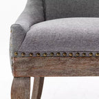 Okak Lot de 2 chaises de salle à manger rétro, chaises confortables en tissu avec coussins épais, chaises d'appoint de cuisine avec pieds en bois massif et clous décoratifs en bronze.