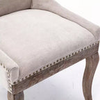 Okak Lot de 2 chaises de salle à manger rétro, chaises confortables en tissu avec coussins épais, chaises d'appoint de cuisine avec pieds en bois massif et clous décoratifs en bronze.