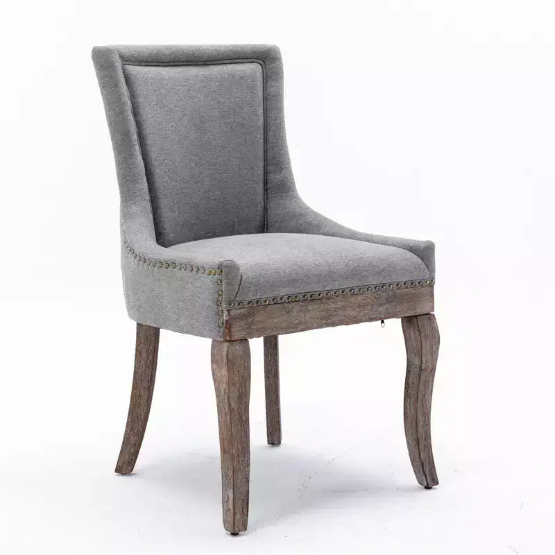 Okak Lot de 2 chaises de salle à manger rétro, chaises confortables en tissu avec coussins épais, chaises d'appoint de cuisine avec pieds en bois massif et clous décoratifs en bronze.