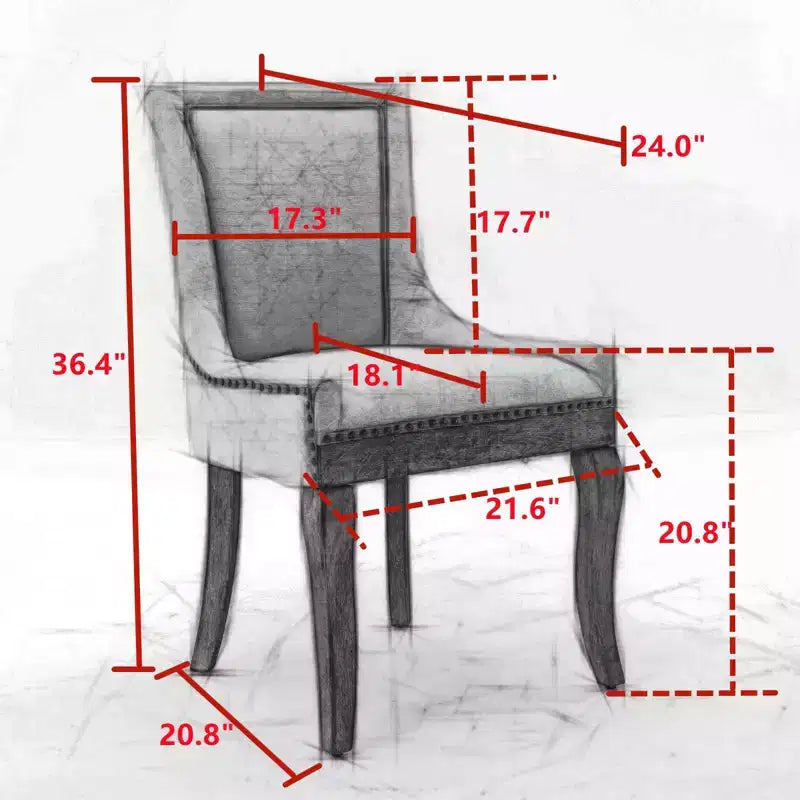 Okak Lot de 2 chaises de salle à manger rétro, chaises confortables en tissu avec coussins épais, chaises d'appoint de cuisine avec pieds en bois massif et clous décoratifs en bronze.