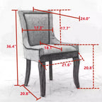 Okak Lot de 2 chaises de salle à manger rétro, chaises confortables en tissu avec coussins épais, chaises d'appoint de cuisine avec pieds en bois massif et clous décoratifs en bronze.