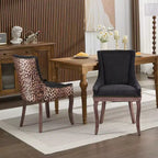 Okak Lot de 2 chaises de salle à manger rétro, chaises confortables en tissu avec coussins épais, chaises d'appoint de cuisine avec pieds en bois massif et clous décoratifs en bronze.