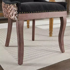 Okak Lot de 2 chaises de salle à manger rétro, chaises confortables en tissu avec coussins épais, chaises d'appoint de cuisine avec pieds en bois massif et clous décoratifs en bronze.