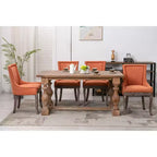 Okak Lot de 2 chaises de salle à manger rétro, chaises confortables en tissu avec coussins épais, chaises d'appoint de cuisine avec pieds en bois massif et clous décoratifs en bronze.