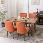 Okak Lot de 2 chaises de salle à manger rétro, chaises confortables en tissu avec coussins épais, chaises d'appoint de cuisine avec pieds en bois massif et clous décoratifs en bronze.