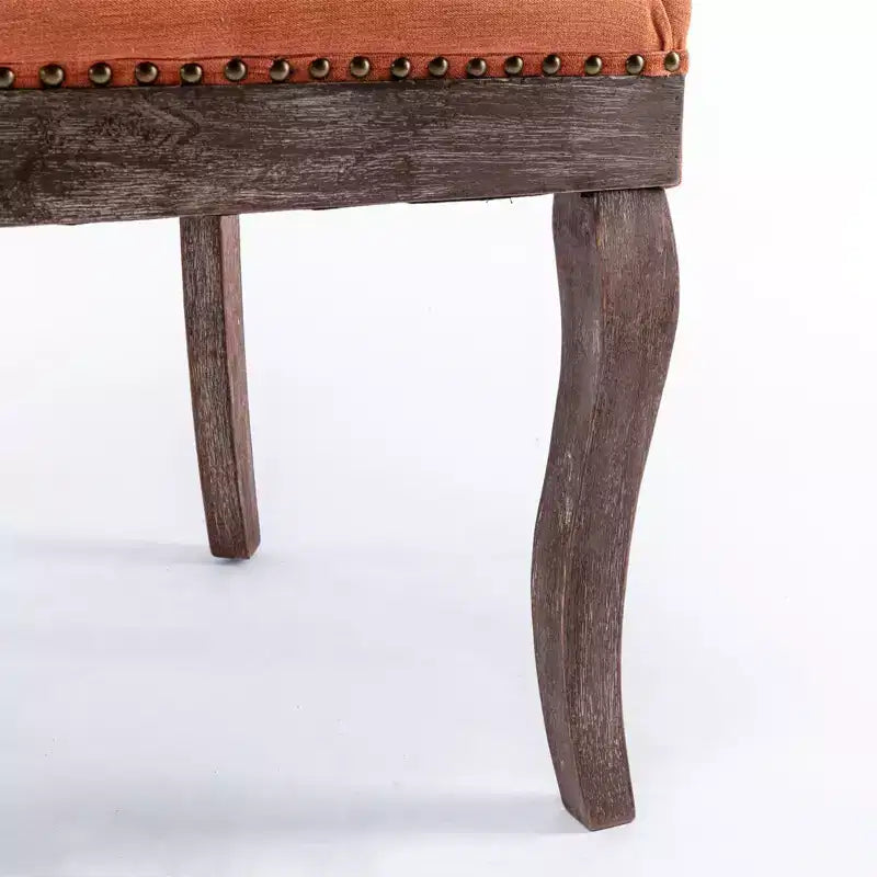 Okak Lot de 2 chaises de salle à manger rétro, chaises confortables en tissu avec coussins épais, chaises d'appoint de cuisine avec pieds en bois massif et clous décoratifs en bronze.