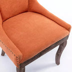 Okak Lot de 2 chaises de salle à manger rétro, chaises confortables en tissu avec coussins épais, chaises d'appoint de cuisine avec pieds en bois massif et clous décoratifs en bronze.