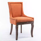 Okak Lot de 2 chaises de salle à manger rétro, chaises confortables en tissu avec coussins épais, chaises d'appoint de cuisine avec pieds en bois massif et clous décoratifs en bronze.