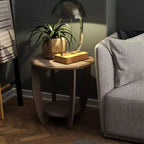 COZAYH Table d'appoint rustique en bois de style fermier, table d'appoint ronde avec étagère de rangement pour salons, finition gris vintage