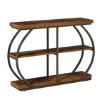 MAYEERTY 41.3 Table console industrielle à 3 niveaux, table de canapé en arc en métal de couleur marron rustique pour entrée