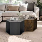 Okak 47.24 Tables basses modernes, lot de 2, tables d'appoint hexagonales, tables de chevet Sumac birman pour salon, bureau, balcon, jardin