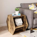 Okak 47.24 Tables basses modernes, lot de 2, tables d'appoint hexagonales, tables de chevet Sumac birman pour salon, bureau, balcon, jardin