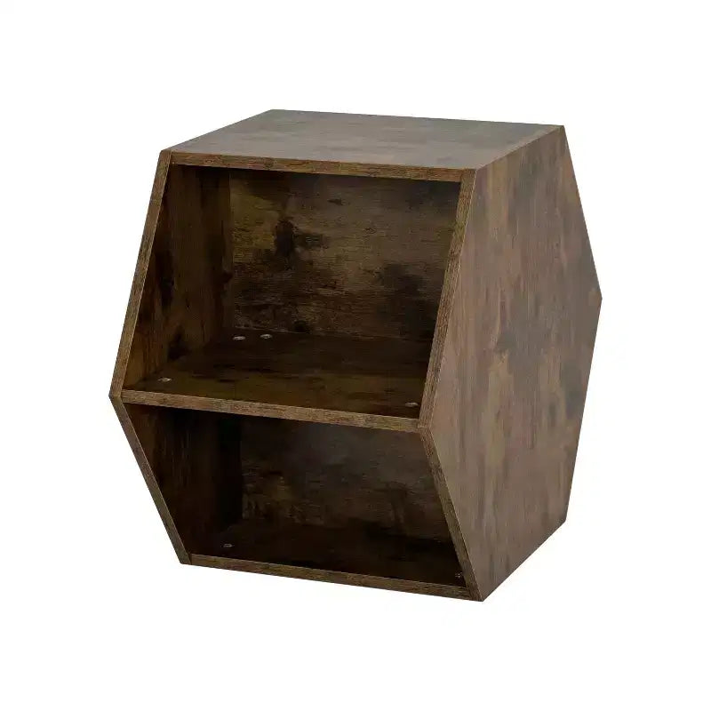 Okak 47.24 Tables basses modernes, lot de 2, tables d'appoint hexagonales, tables de chevet Sumac birman pour salon, bureau, balcon, jardin