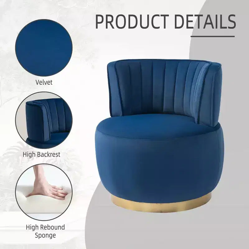 MAYEERTY Fauteuil Câlin en Velours Doux et Moelleux Pivotant à 360° pour Chambre et Salles d'Attente