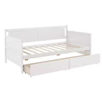 Lit jumeau MATEERTY en bois de pin avec tiroirs de rangement blanc