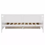 Lit jumeau MATEERTY en bois de pin avec tiroirs de rangement blanc