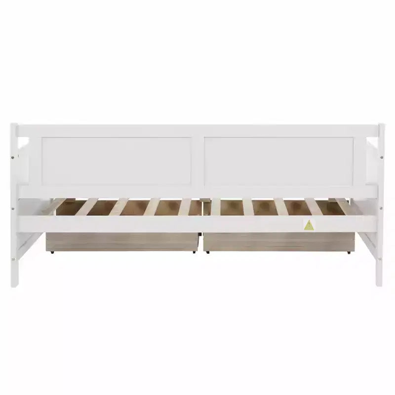 Lit jumeau MATEERTY en bois de pin avec tiroirs de rangement blanc