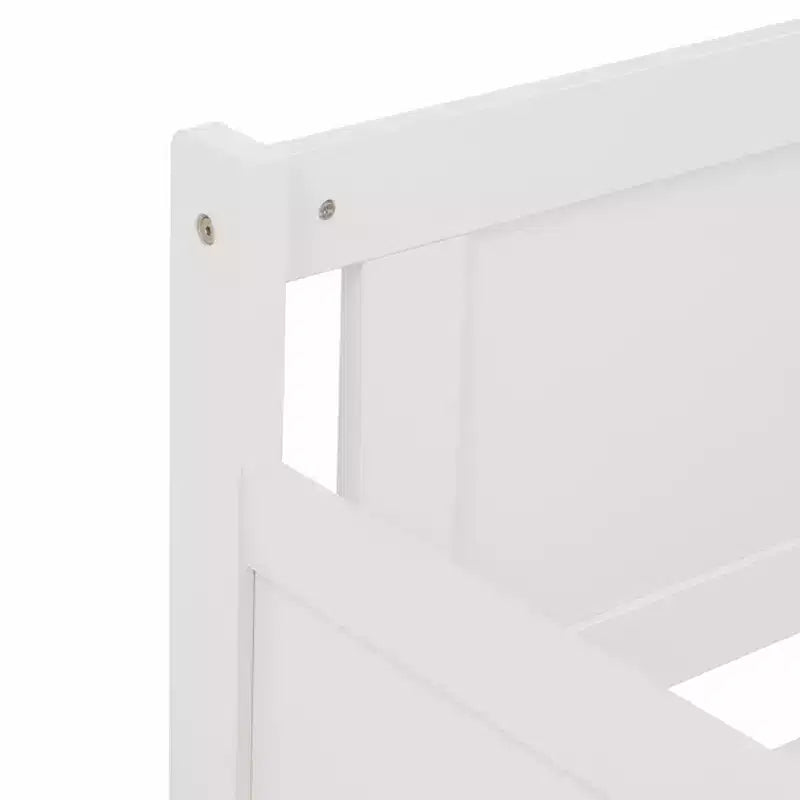 Lit jumeau MATEERTY en bois de pin avec tiroirs de rangement blanc