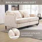 MAYEERTY Causeuse Beige Chenille Scandinave 2 Places pour Salon Lecture