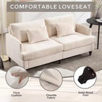 MAYEERTY Causeuse Beige Chenille Scandinave 2 Places pour Salon Lecture