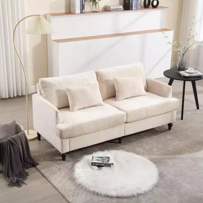 MAYEERTY Causeuse Beige Chenille Scandinave 2 Places pour Salon Lecture